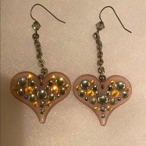 Pierced hanging heart earrings
